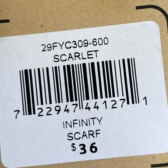 Frye & Co. Chunky Super Soft Scarlet Space Dyed Coral Cream Tan Infinity Scarf - Picture 6 of 7